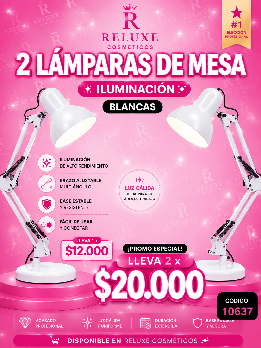 Lámpara Mesa flexible Iluminación Blanca