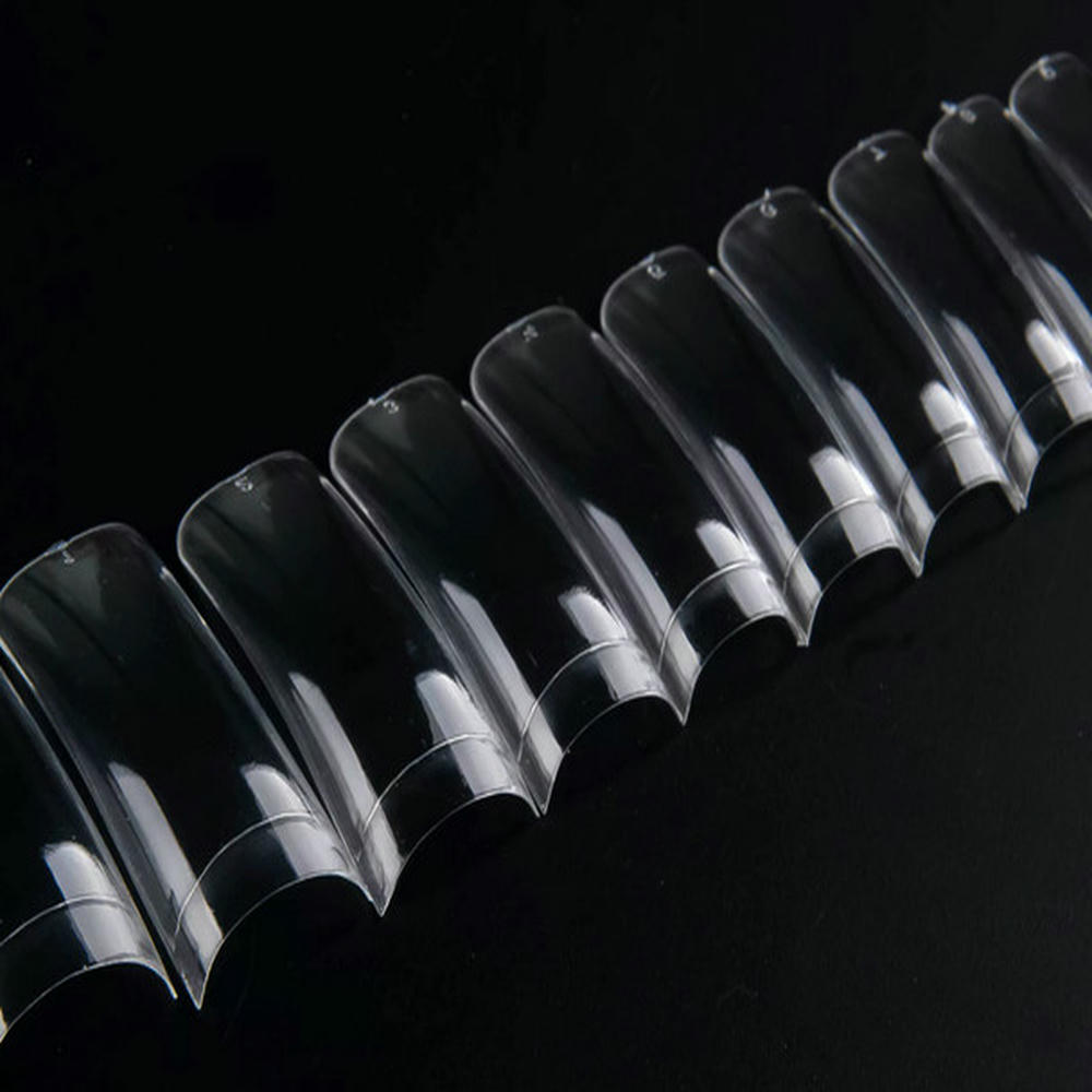 TIPS EXTENSION CUADRADO TRANSPARENTE CON PESTAÑA 500 PCS
