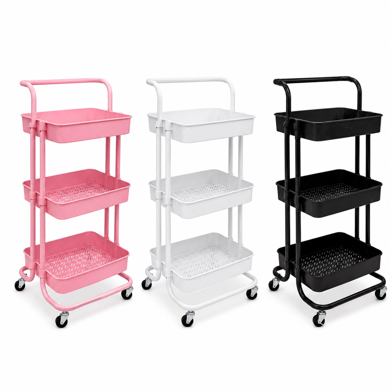 CARRITO AUXILIAR RUEDAS 3 NIVELES NEGRO