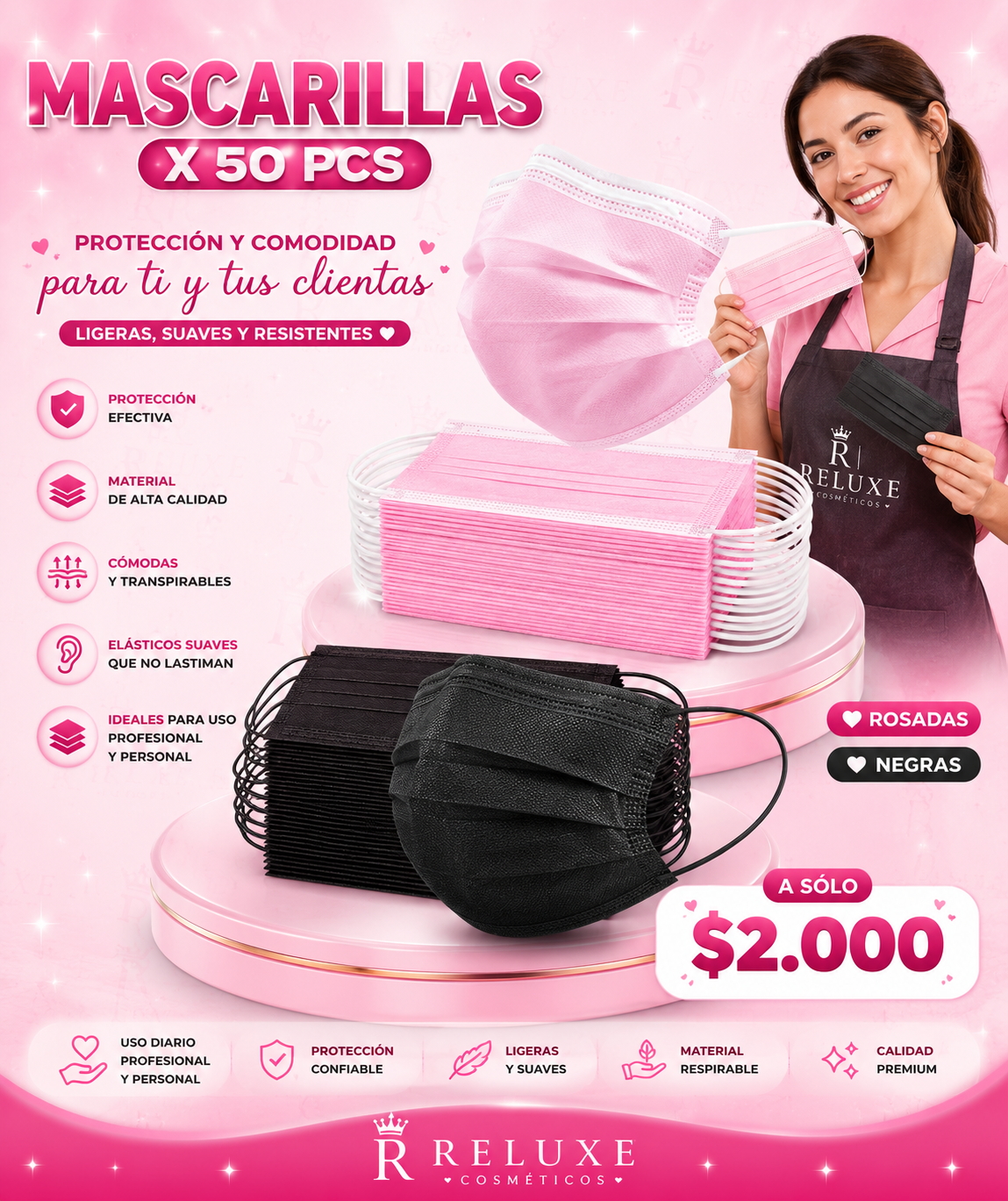 Mascarillas Negras 50pcs