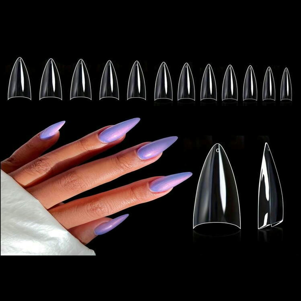 TIPS EXTENSION ALMENDRA SONRISA TRANSPARENTE 100 PCS