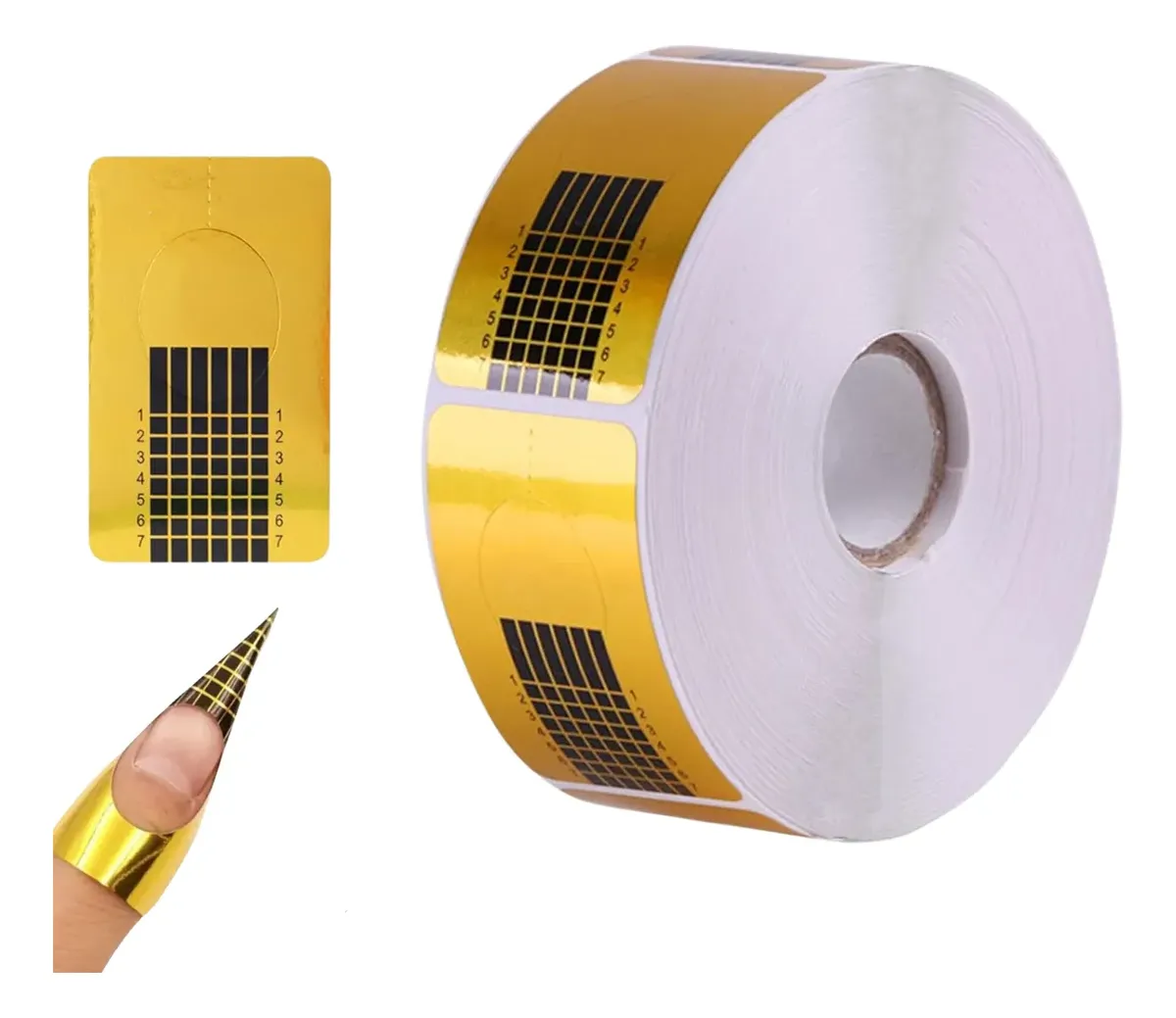Moldes Para Uñas Esculpidas Cuadrado Dorado X 500 Unid