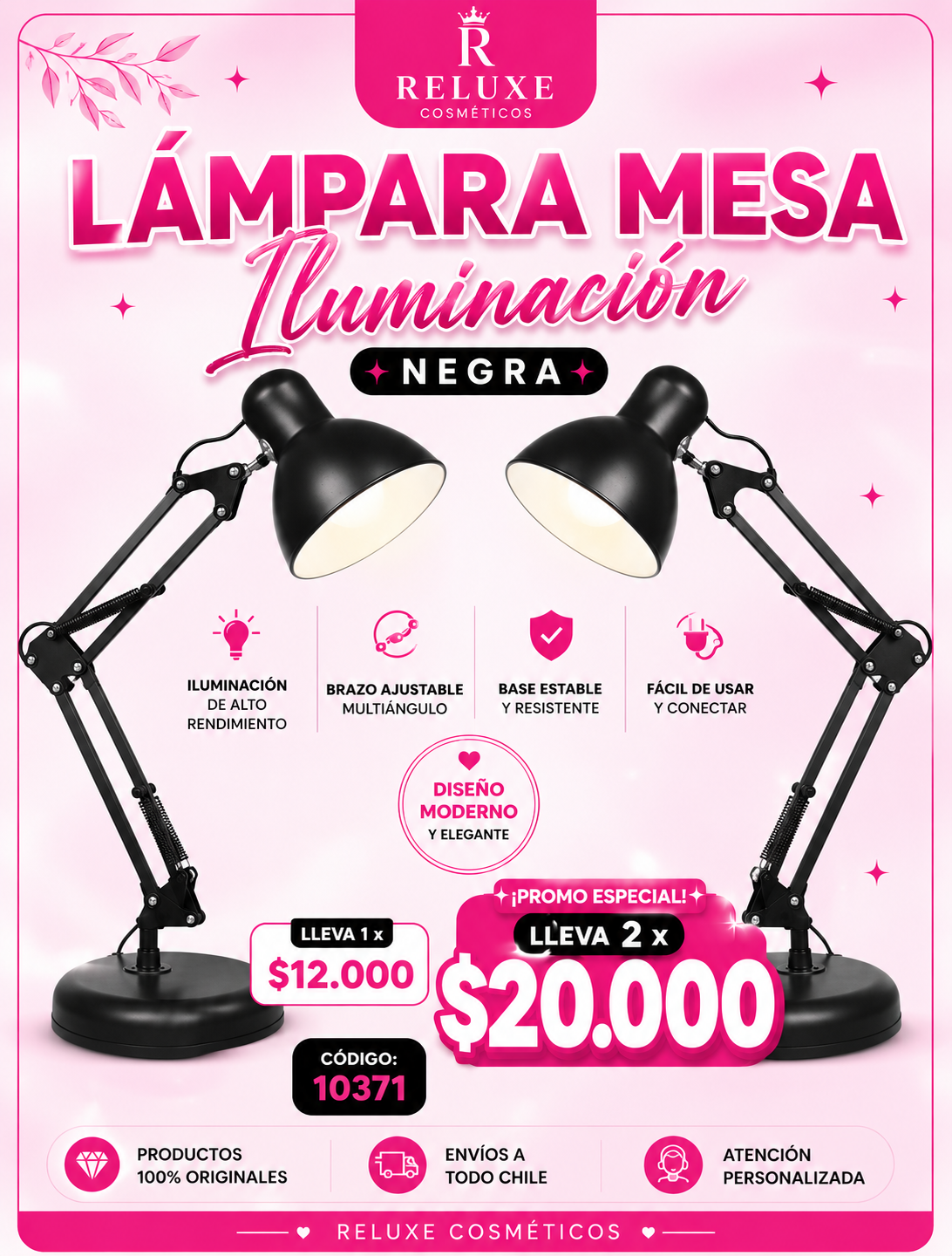 Lámpara Mesa flexible Iluminación Negra