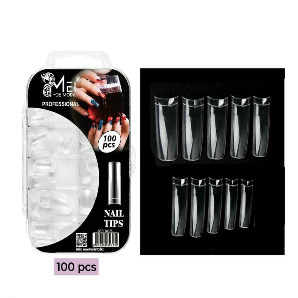 TIPS EXTENSION CUADRADO TRANSPARENTE 100 PCS