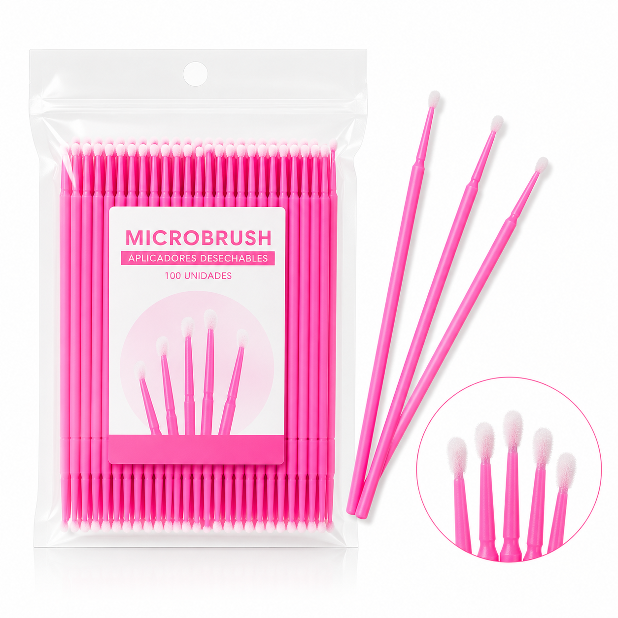 Microbrush Rosados x 100pcs