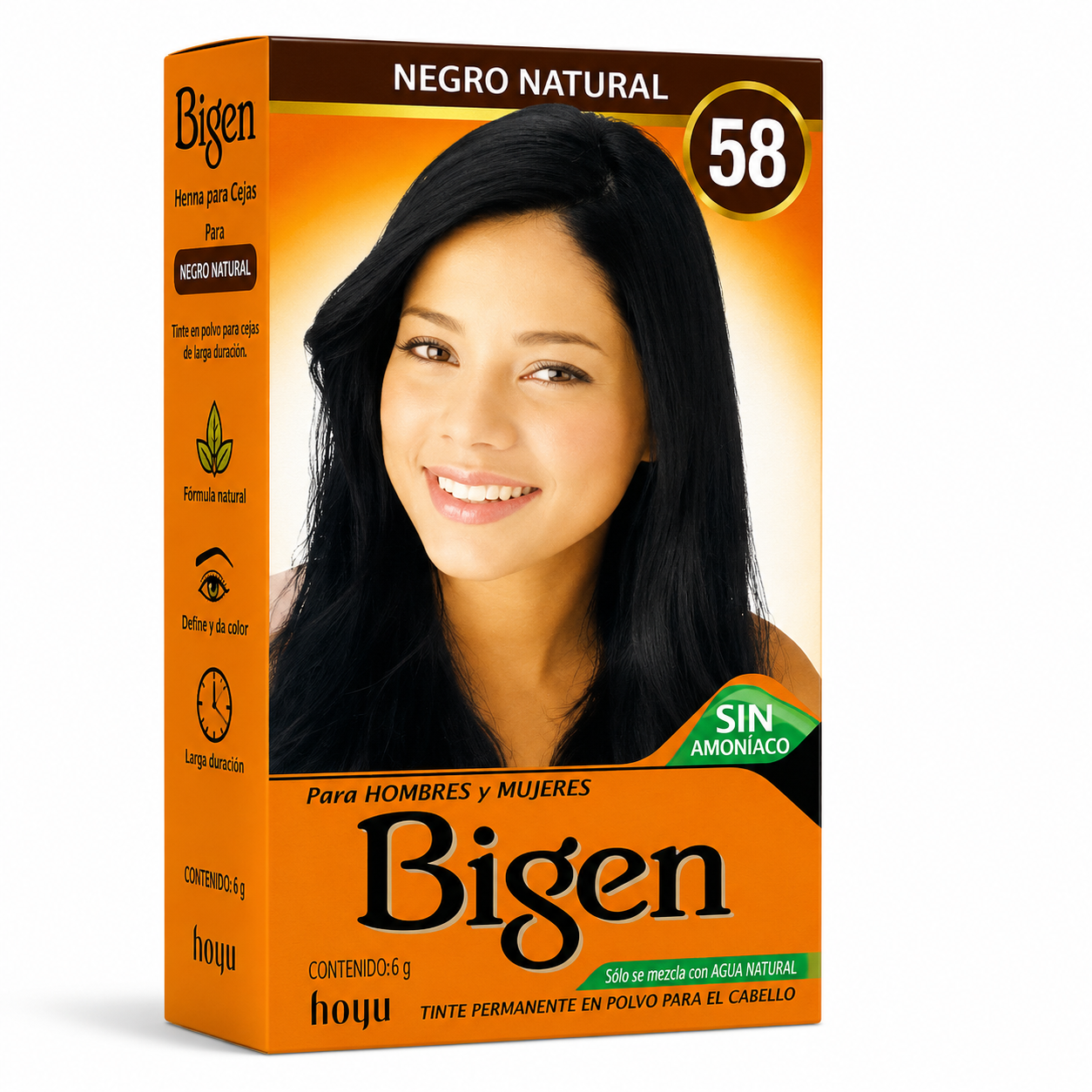 Bigen 58 Negro Natural Henna Cabello Y Cejas