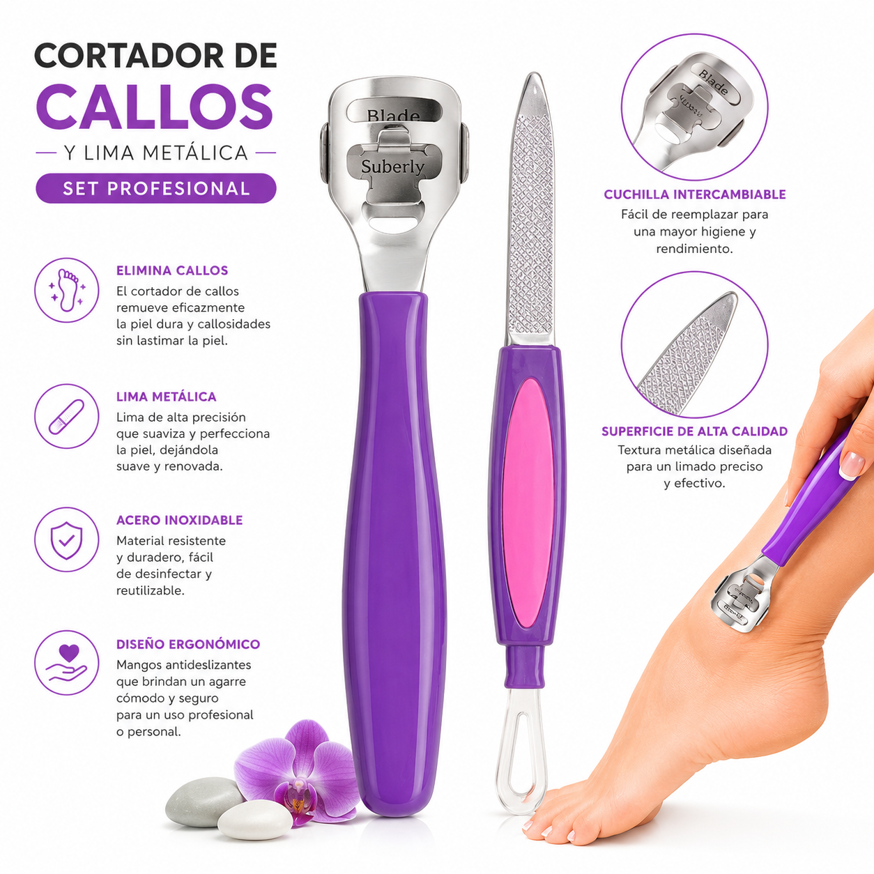 Set de Herramientas Cortador De Callos Mas Lima Metálica