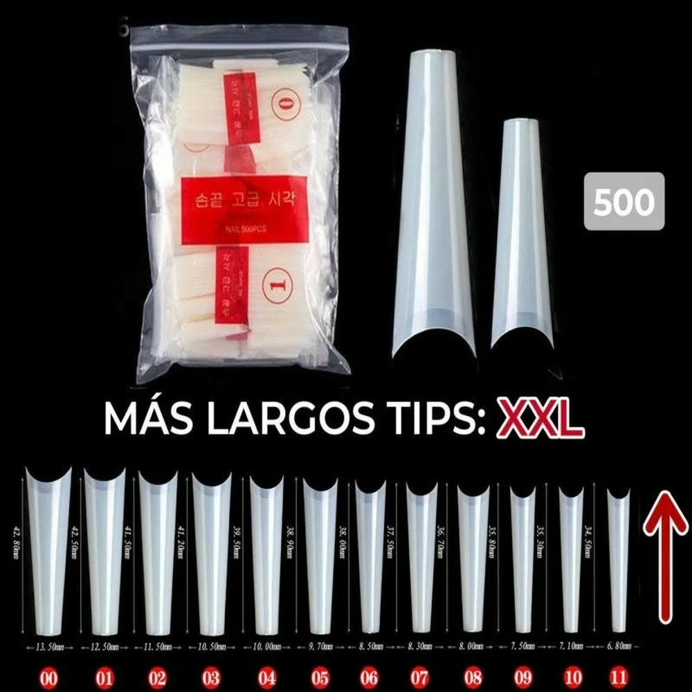 TIPS EXTENSION XXL COFFIN HUESO PESTAÑA 500 PCS
