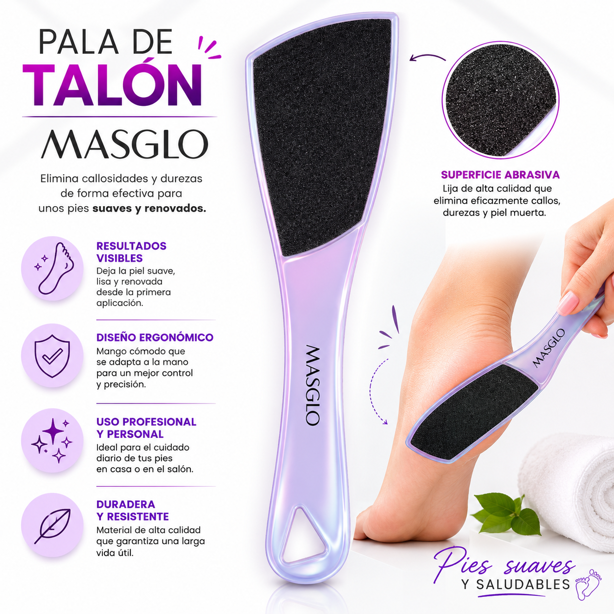 Lima Pala Talón Mango Plástico Masglo