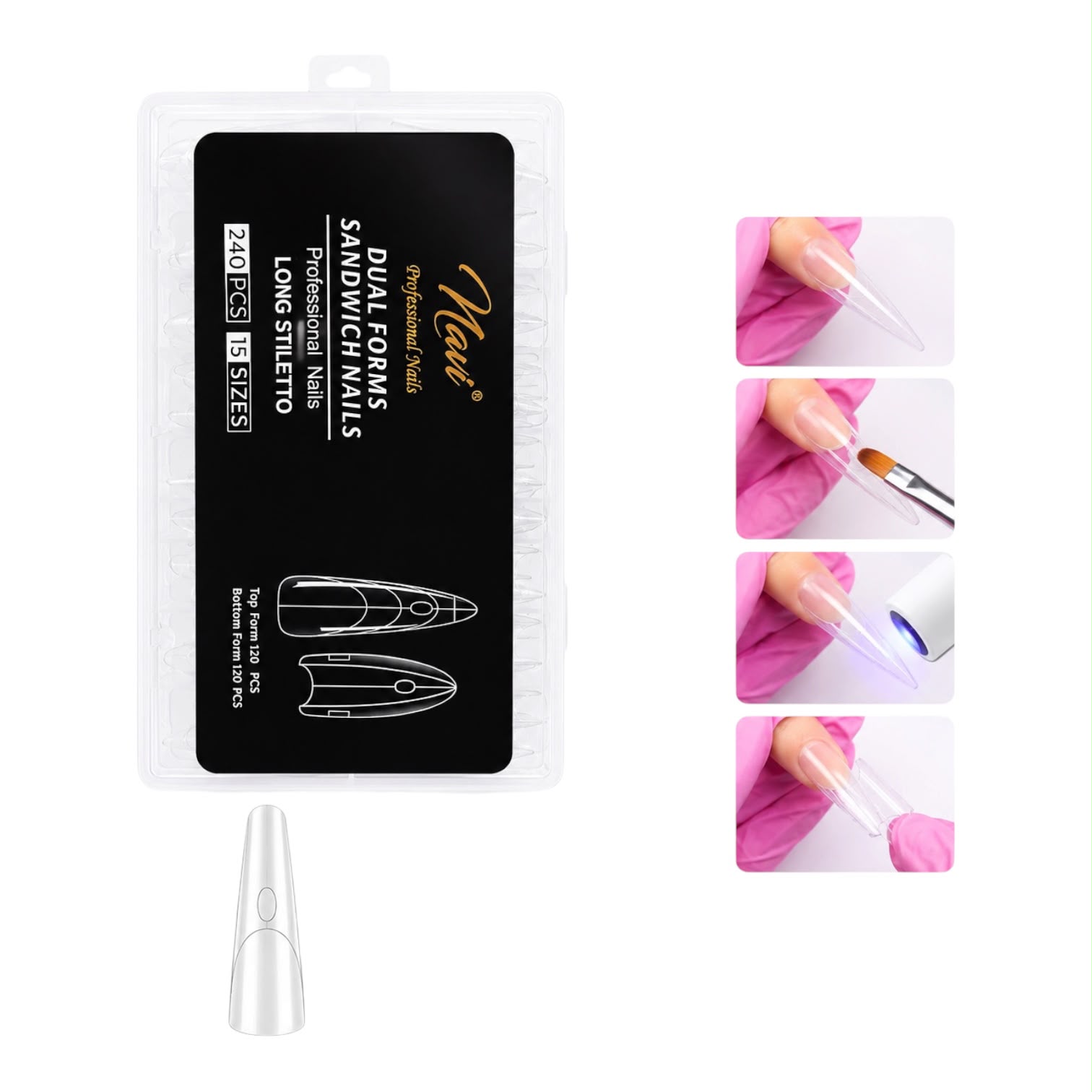 Tips Sandwich Dual Navi Long Stiletto 240 PCS