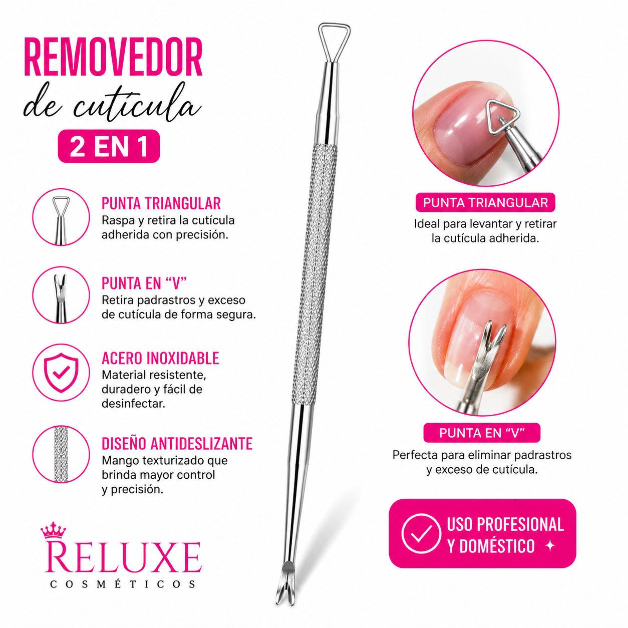 Repujador 2 en 1 Cutícula y Esmalte