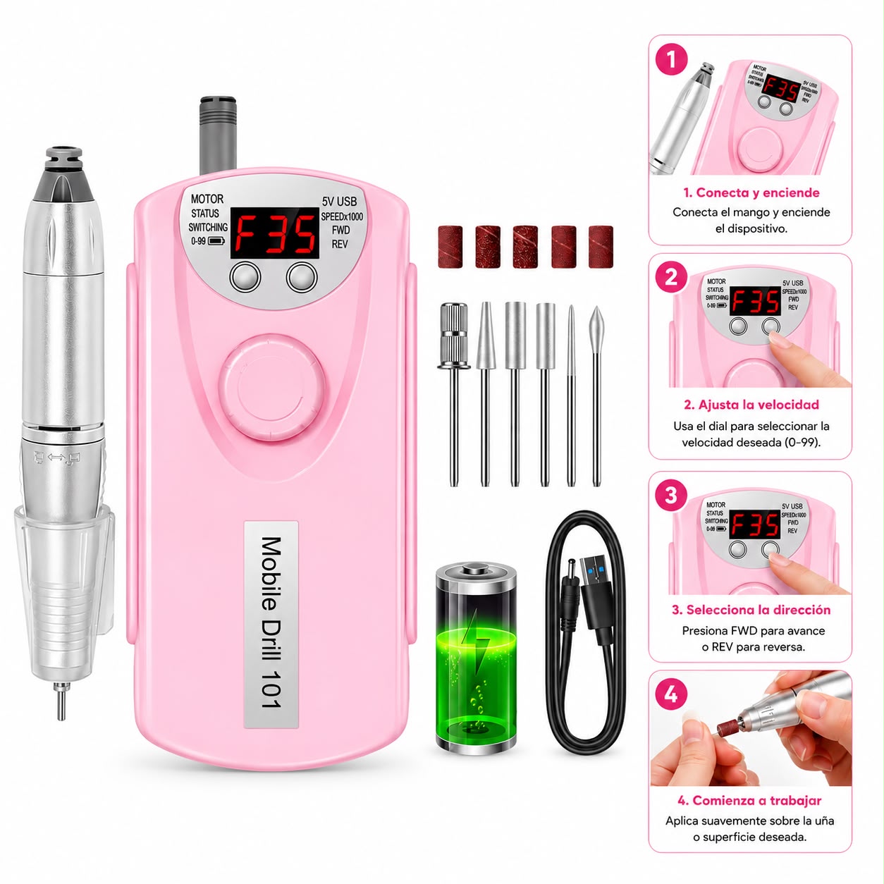 Torno Inalámbrico 101 35 MIL RPM ROSADO
