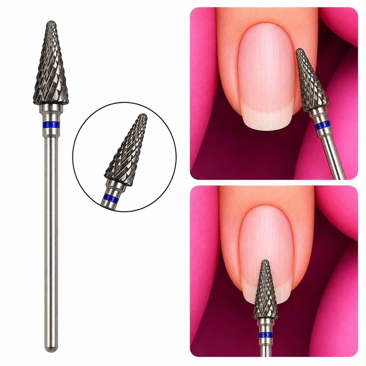 Fresa Tungsteno Conica Cinta Azul