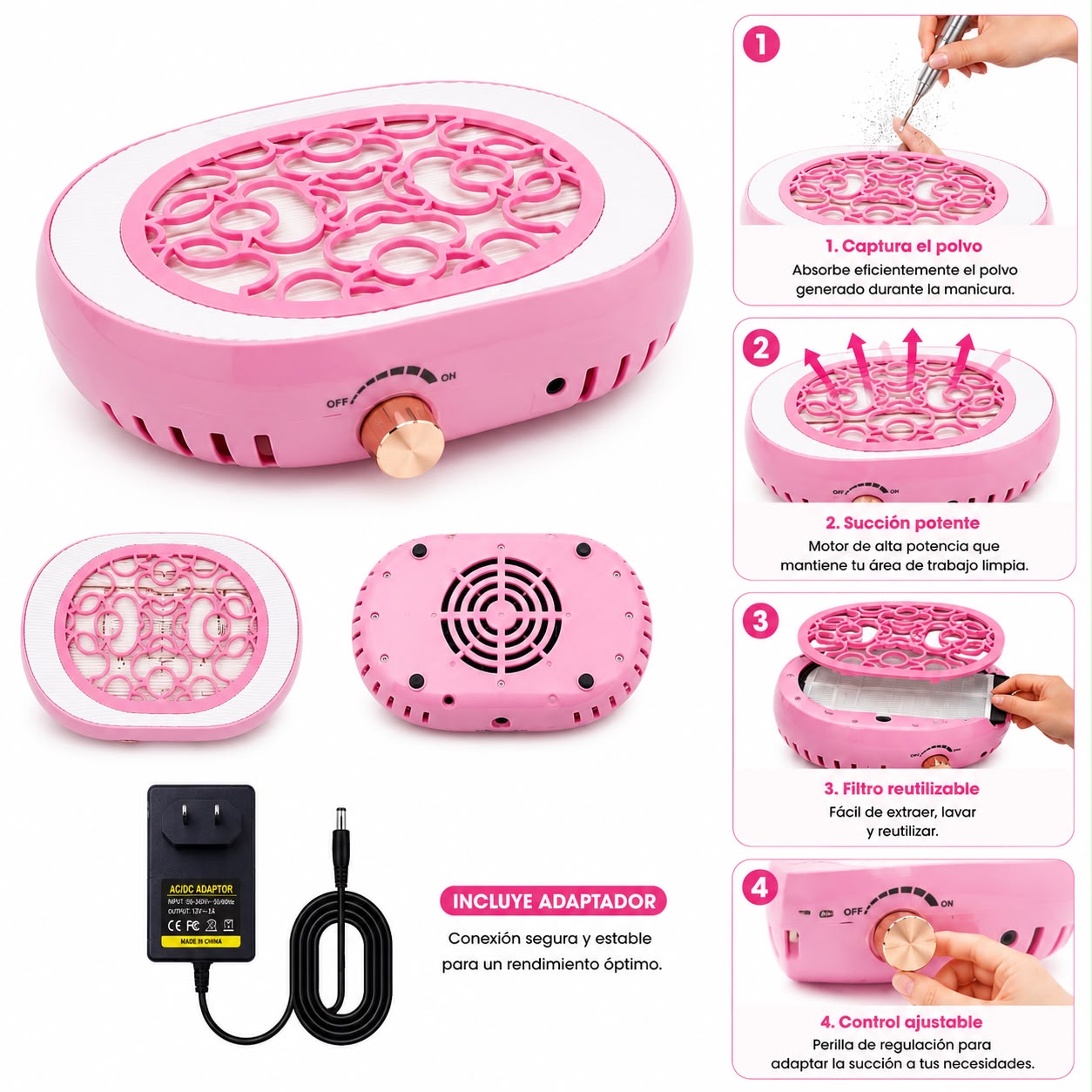 Extractor De Polvo Rosado 100w 4500 RPM
