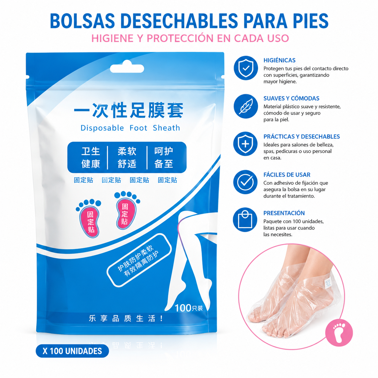 Bolsas Desechable Para Pies x100