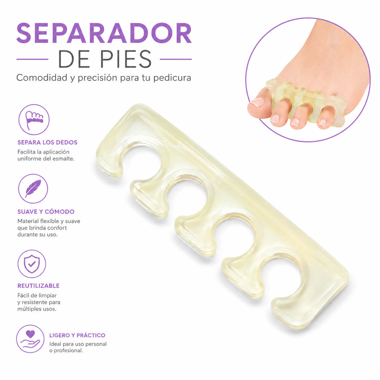 Par De Separadores De Pies Silicona Transparente